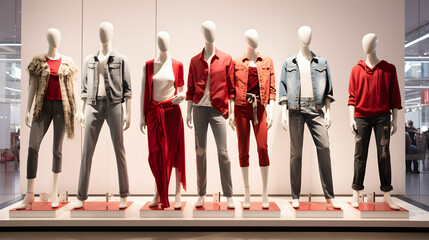 H&M Mannequins Showcasing Diverse and Trendy Clothing Line in Retail Store