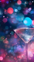 weird martini drinks from a bar in outer space, bokeh lights 