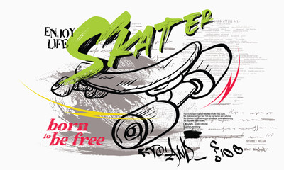 graffiti slogan print with neon spray, t shirt graphics print vector illustration design, vector grunge background, Urban typography hipster street art for all design