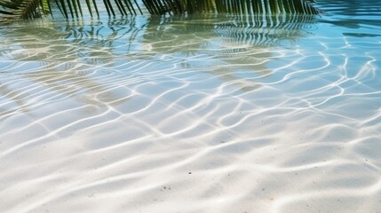 Water surface with tropical leaf shadow.
