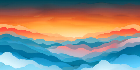 Silhouette ,sunset in the mountains , nature landscape sky background illustration clouds suns rise, horizon scenic, outdoors panoramic nature landscape sky background