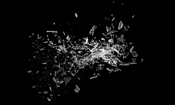 Broken glass on the black bachground. Isolated realistic cracked glass effectю 3d illustration