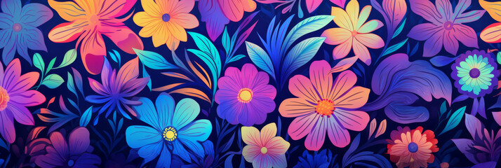 Fototapeta na wymiar Pattern of colored flowers