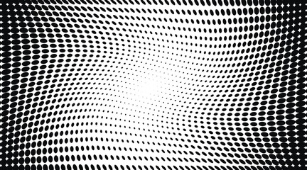 Wavy gradientt halftone dotted pattern. Vector illustration