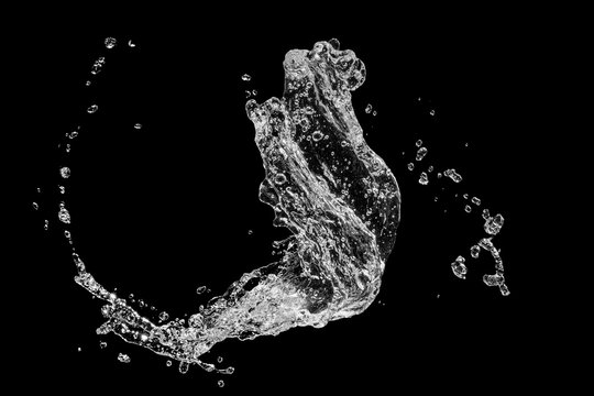water splash isolated on black background.