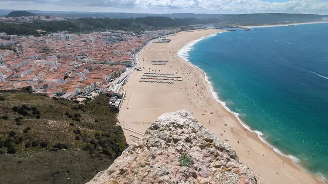 View of Nazare city and beach from the sitio cliffs