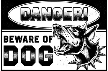 Danger beware of dog sign vector graphic 