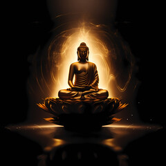 Buddha Statue Glowing at The Dark