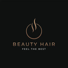 Beauty salon logo template design with hair waves and scissors concept.logo for business, salon, beauty.