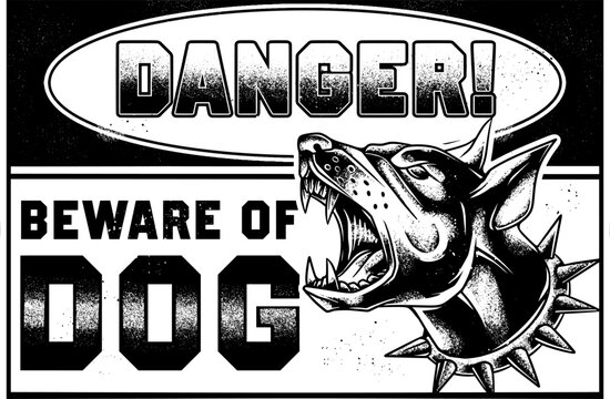 Danger beware of dog sign vector graphic 