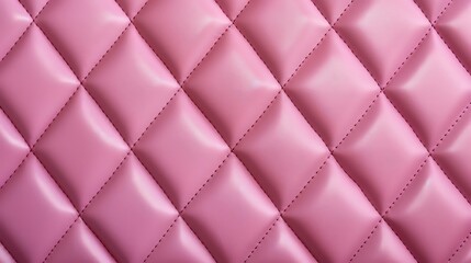 Natural leather background colored in pink and sewn in the form of rhombus