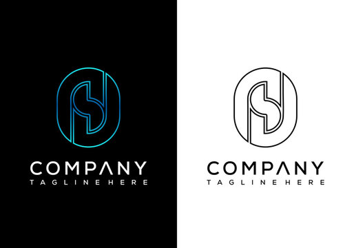 monoline concept circle initial nsj logo design