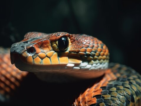Close-up of a python snake in the zoo