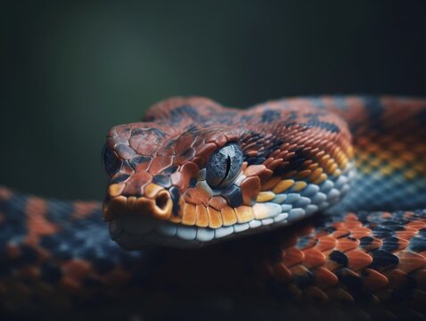 Close-up portrait of a colorful python snake 