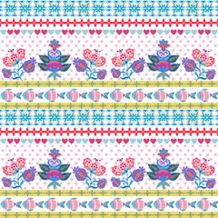 Valentine love heart blossom wedding birthday party fashion horozontal repeat seamless pattern