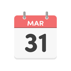 3月31日･MAR 31st の日めくりカレンダーのアイコン - 3/31の行事や年度末･学年末のイメージ素材 - obrazy, fototapety, plakaty
