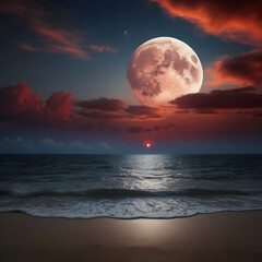 Red Sky Dramaticn Atural Skyround Moon