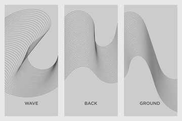 Vector abstract wave background of gray curved lines.