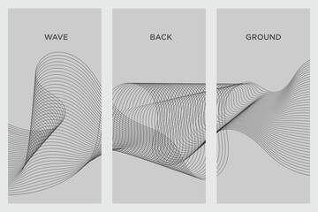 Vector abstract wave background of gray curved lines.
