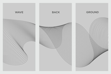 Vector abstract wave background of gray curved lines.