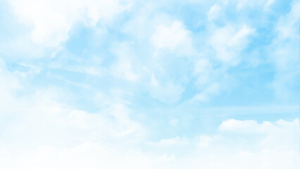 Naklejka na ściany i meble Vector blue sky background with tiny clouds. Beautiful clouds on a blue sky as background