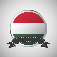 Vector Hungary Round Flag Banner Vector Illustration