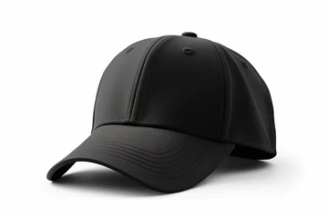 Poster Black baseball cap isolated on white, baseball cap mockup © Peng