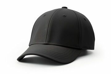 Black baseball cap isolated on white, baseball cap mockup - obrazy, fototapety, plakaty