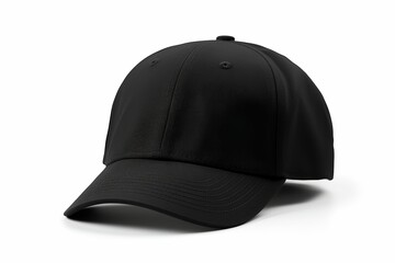 Black baseball cap isolated on white, baseball cap mockup - obrazy, fototapety, plakaty