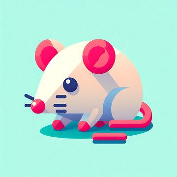 flat vector  logo of a Cute mouse-eating cheese cartoon, vector-style sleeping rat cute mascot	