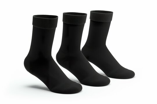 Set of black cotton socks on white background, socks mockup, socks promotion icon, set of men's socks