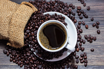 coffee cup and coffee beans