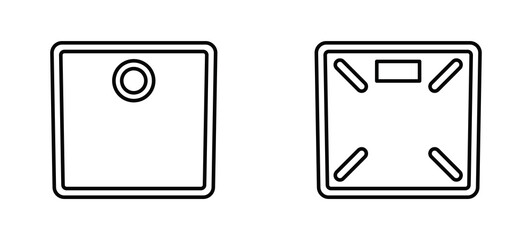 Analog body weight scale icon set. Mechanical scale. Illustration. Outline object isolated on white background.