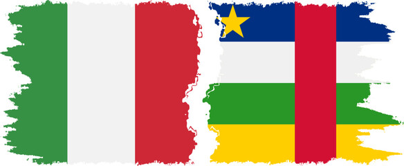 Central African Republic and Italy grunge flags connection vecto