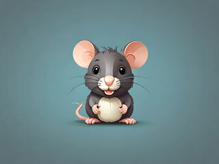 flat vector  logo of a Cute mouse-eating cheese cartoon, vector-style sleeping rat cute mascot	
