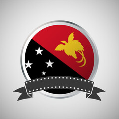 Vector Papua New Guinea Round Flag Banner Vector Illustration