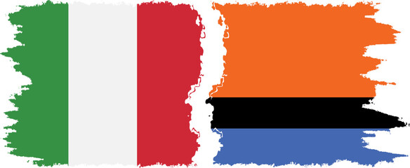 Chagos and Italy grunge flags connection vector