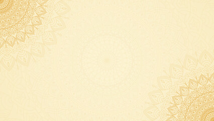 Fototapeta na wymiar Golden Blank Horizontal Vector Background with Intricate Ornamental Mandala Design