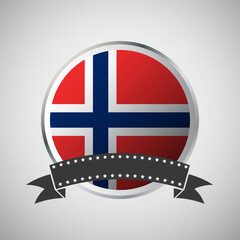 Vector Norway Round Flag Banner Vector Illustration