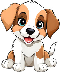 Cute puppy sitting smiling. Cartoon character