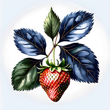 Vivid Delights: Capturing the Essence of Strawberry Icons in Watercolor.(Generative AI)