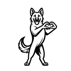 Joyful German Shepherd with Paw Heart illustration vector
