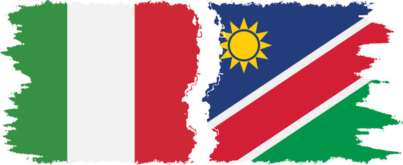 Namibia and Italy grunge flags connection vector