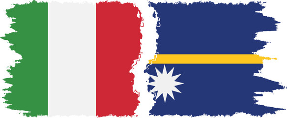 Nauru and Italy grunge flags connection vector