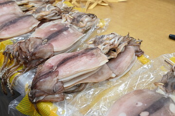 Seafood Market Seafood food. Korean dried squid