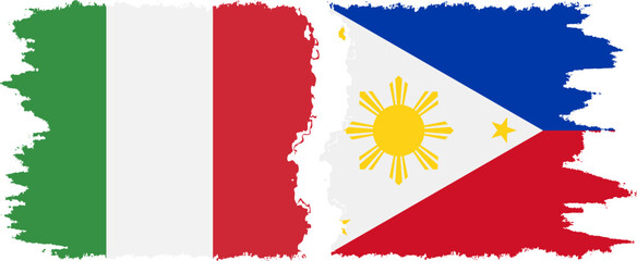 Philippines and Italy grunge flags connection vector