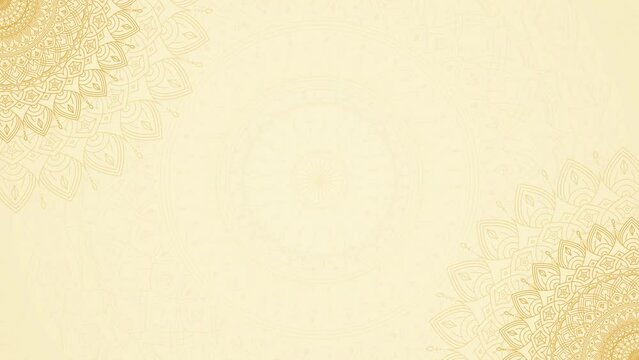 Golden Blank Horizontal Video Background with Intricate Ornamental Looping Animation Mandala Design