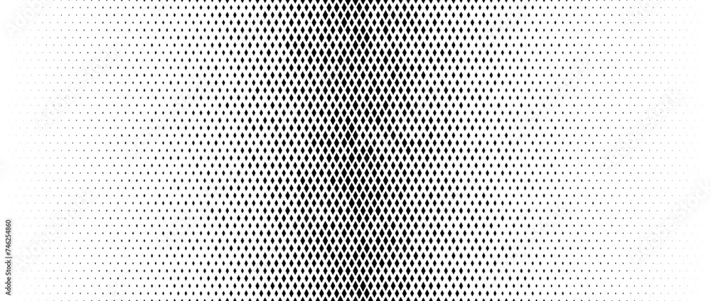 Poster rhombus gradient halftone texture. diamond shape dot fading background. abstract geometric particles