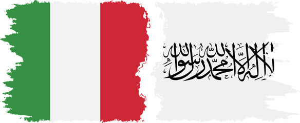 Afghanistan and Italy grunge flags connection vector