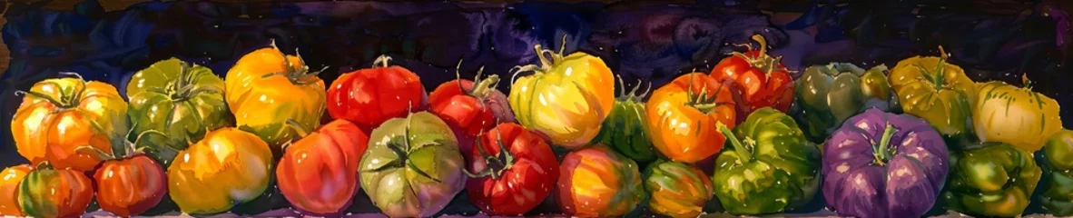Foto op Plexiglas Heirloom tomatoes and bell peppers rainbow of garden freshness © Wonderful Studio